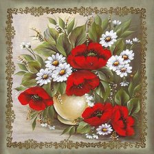 Схема вышивки «Маки на подушку»