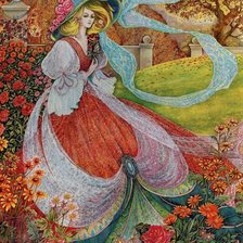 Схема вышивки «леди в цветах»