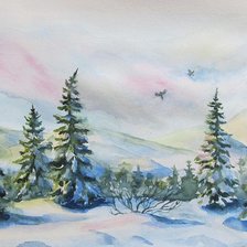 Схема вышивки «акварельная зима»