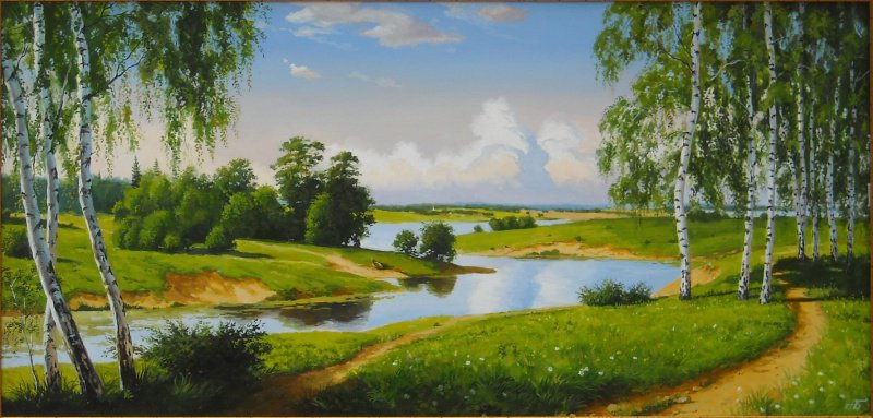 березы - река, природа, пейзаж - оригинал