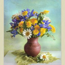 Схема вышивки «Одуванчики и ирисы»