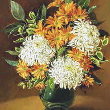 Схема вышивки «Букет хризантем»