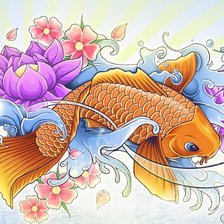 Схема вышивки «Золотая рыбка»