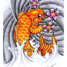 Схема вышивки «Золотой карп»