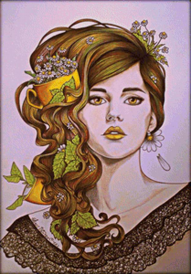 Ромашковый чай - фэнтези, девушка, цветы - предпросмотр