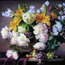 Схема вышивки «натюрморт пионы»