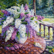 Схема вышивки «Сирень в беседке»