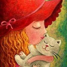 Схема вышивки «dziewczynka z kotkiem»