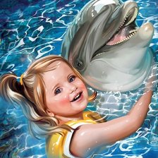 Схема вышивки «Девочка и дельфин»