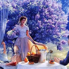 Схема вышивки «по картине худ. Helene Beland. Сирень.»