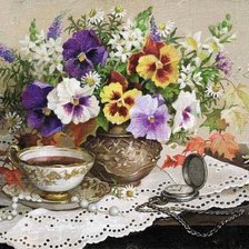 Схема вышивки «анютины глазки»