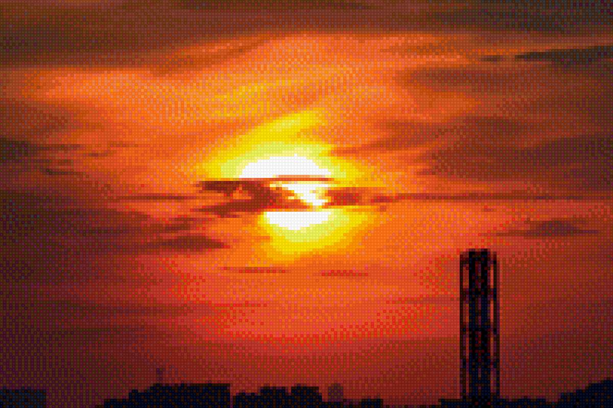 закат - небо, закат, вечер, солнце - предпросмотр