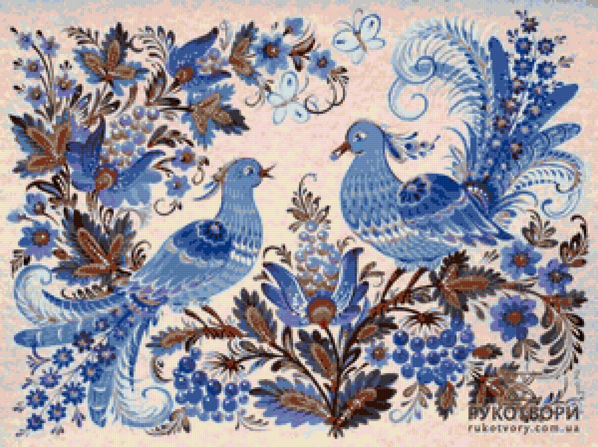 Райские птицы - гжель, свадьба, птицы - предпросмотр