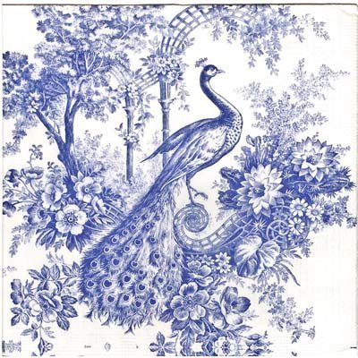 Павлин - гжель, монохром, птица, павлин - оригинал