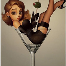 Схема вышивки «женщина в бокале»