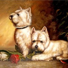 Схема вышивки «Терьеры и розы»