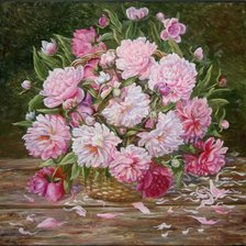 Схема вышивки «Пионы в корзине»