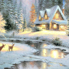 Схема вышивки «Дом в лесу»