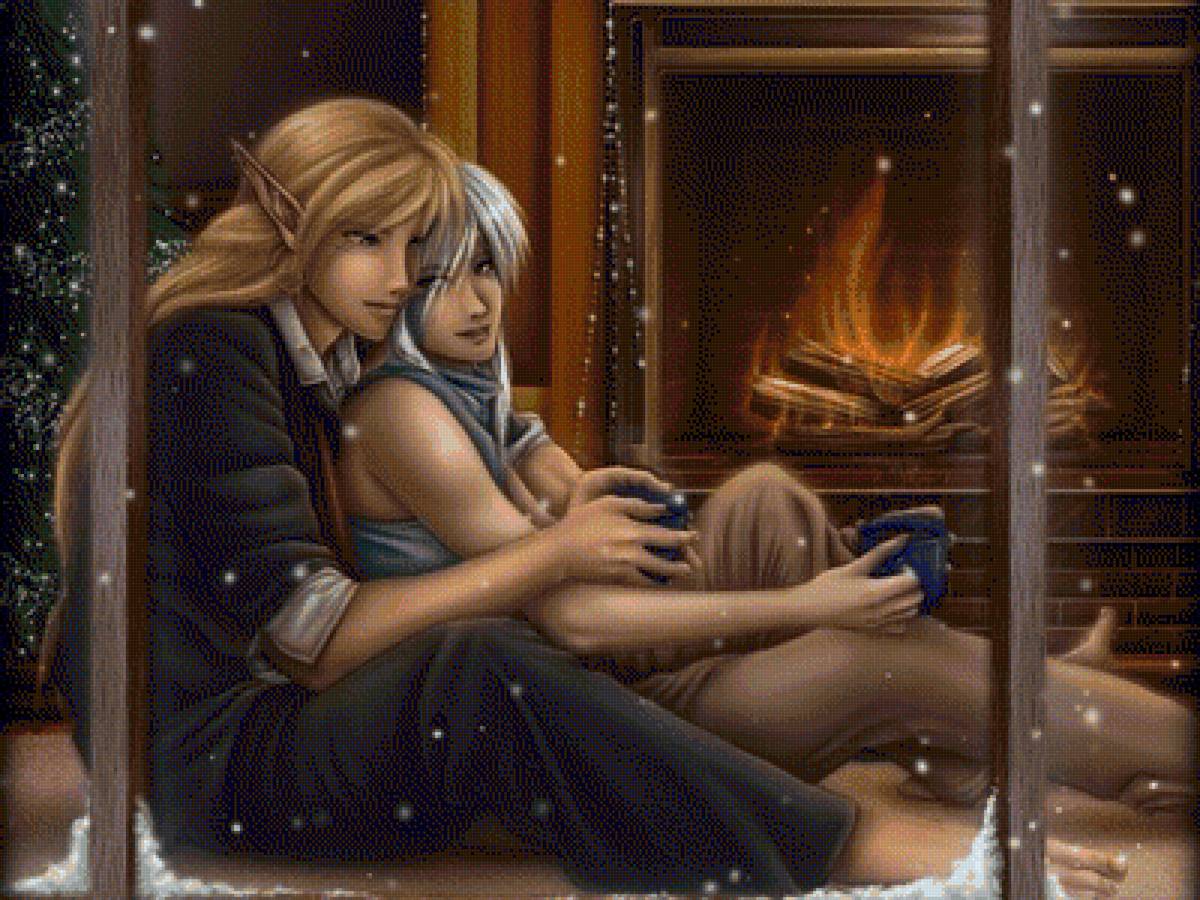 эльфы - у камина, эльфы - предпросмотр