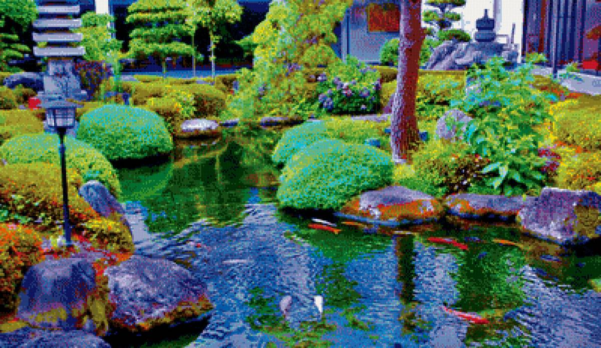 Ручей в саду - природа, сад, вода - предпросмотр