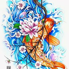 Схема вышивки «карп»