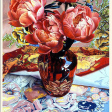 Схема вышивки «Пионы»