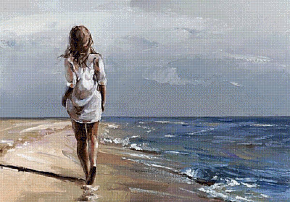 По картине худ. Виктора Бауэра, Прогулка. - море. живопись. - предпросмотр