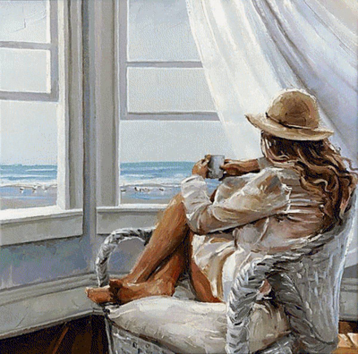 По картине худ. Виктора Бауэра. Утренний кофе. - живопись. - предпросмотр