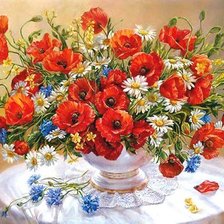 Схема вышивки «букет маков»