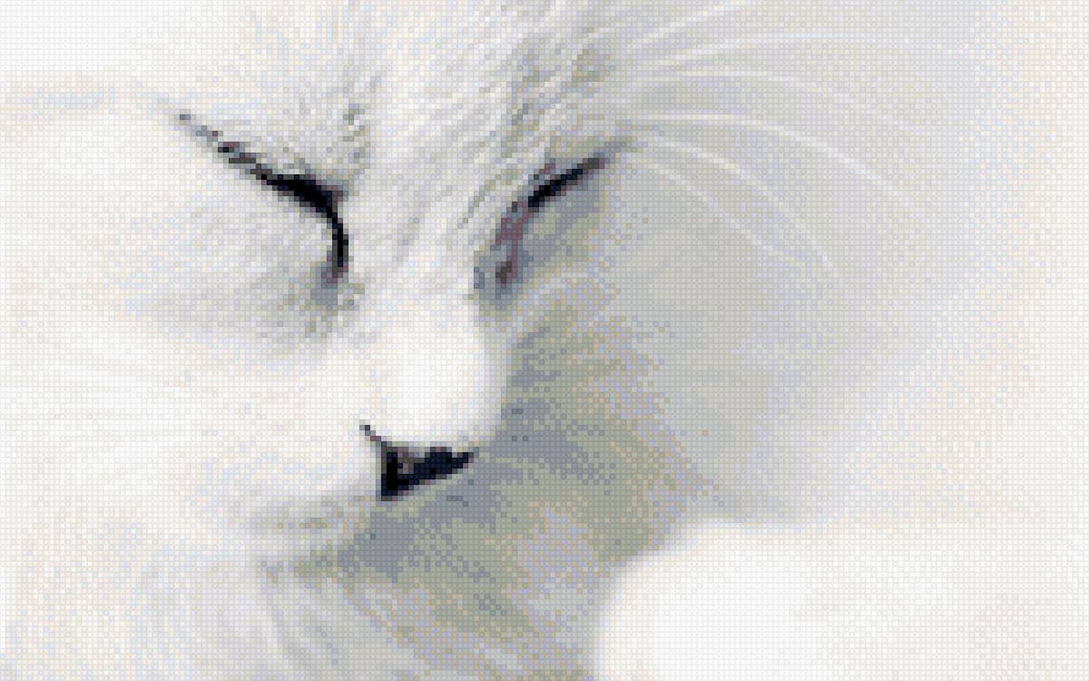 киса - звери, кошка, кот, черно-белый, киса, животные, бисер - предпросмотр