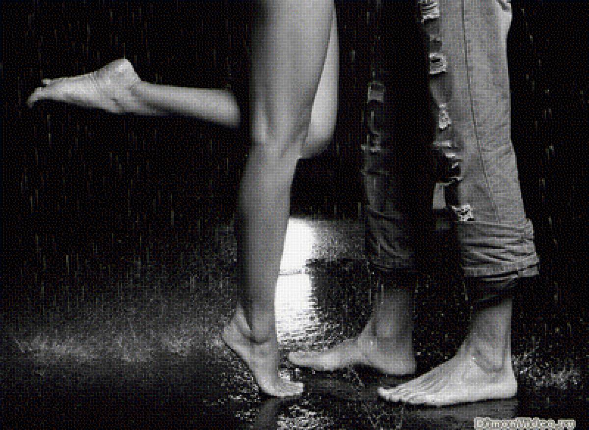 пара под дождем монохром - монохром, дождь, пара, любовь - предпросмотр