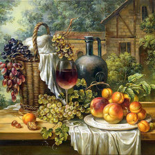 Схема вышивки «натюрморт с виноградом»