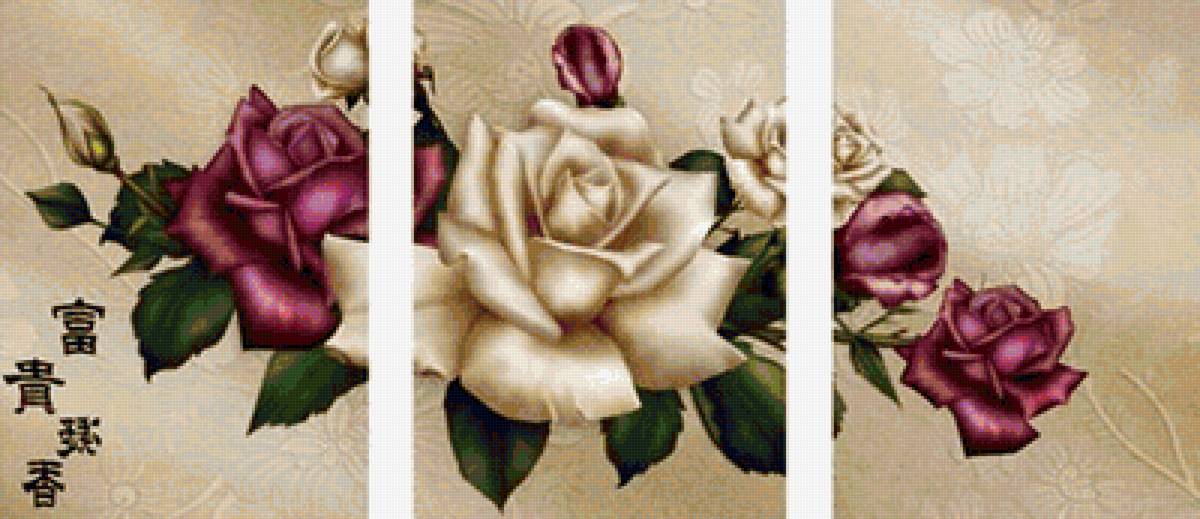 Триптих "Розы" - цветы - предпросмотр