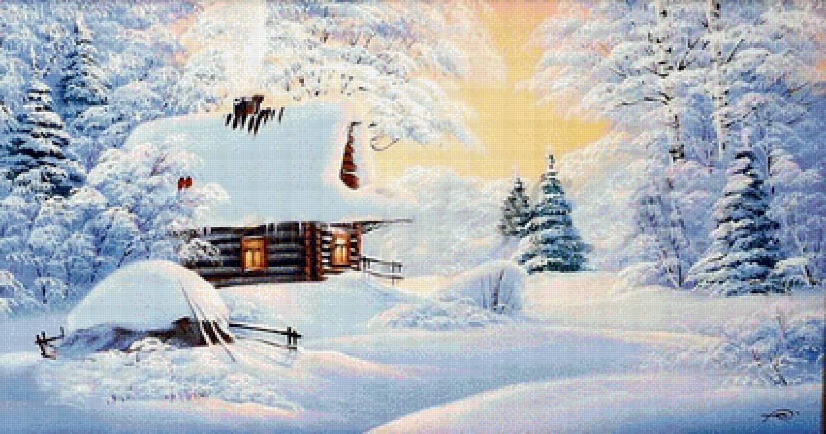 зимняя сказка - природа, пейзаж, деревня, зима - предпросмотр