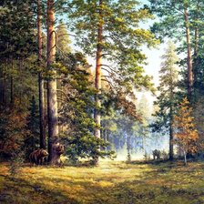 Схема вышивки «Утро в сосновом лесу»