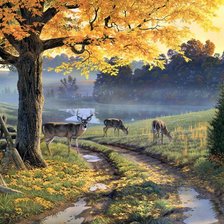 Схема вышивки «Осень. Олени.»