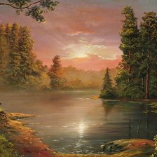 Схема вышивки «Закат в лесу»