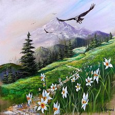 Схема вышивки «По картине худ. Натальи Арманд. Пейзаж.»