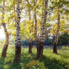 Схема вышивки «Осень. Березы.»