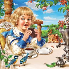Схема вышивки «чаепитие в саду»