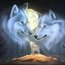 Схема вышивки «Волк в лесу»