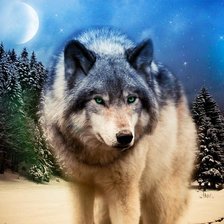 Схема вышивки «Волк в лесу»