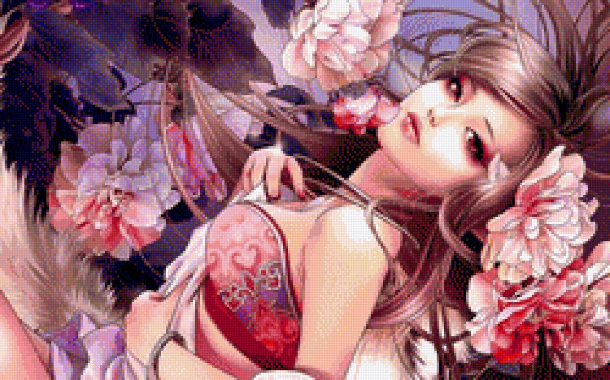 девушка в цветах - девушка фентези - предпросмотр