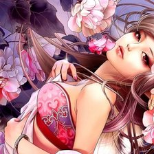 Схема вышивки «девушка в цветах»