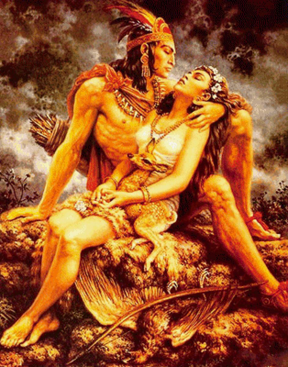 Индейцы - любовь, индейцы, парень, люди, охотник, сладкая парочка, девушка - предпросмотр