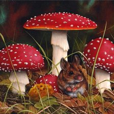 Схема вышивки «мышка и мухоморы»