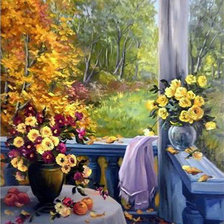 Схема вышивки «осень на веранде»