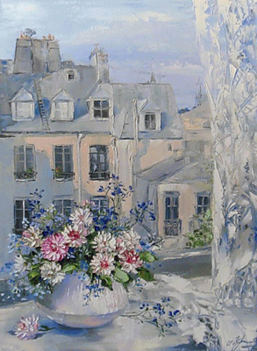 По картине худ. Оксаны Кравченко "Натюрморт". - цветы, живопись., натюрморт, пейзаж - предпросмотр