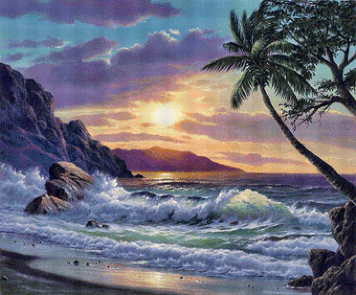 Закат - закат, море, пляж, океан - предпросмотр