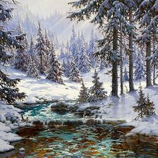 Схема вышивки «утро в лесу»